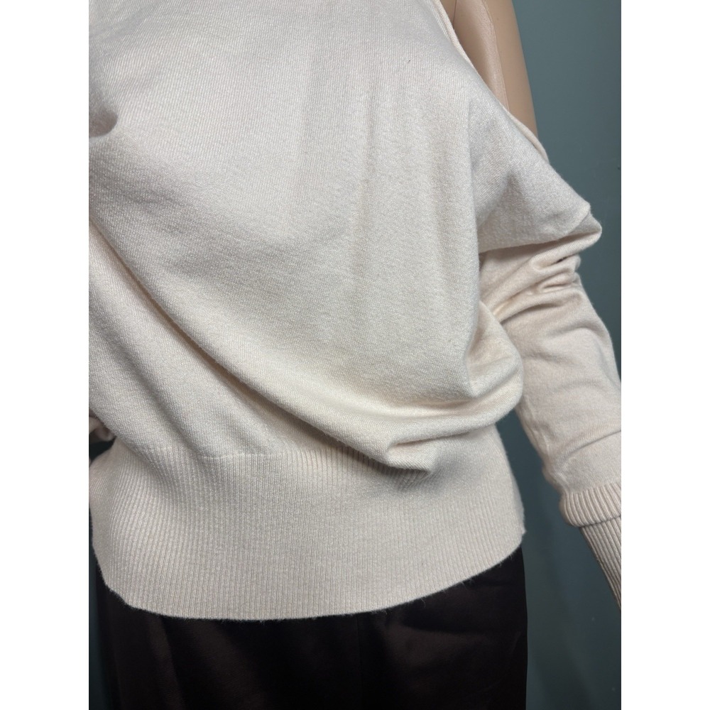 HYFVE Knit Pullover Sweater Mock Neck Cold Shoulder Ivory Women's S - Picture 4 of 6